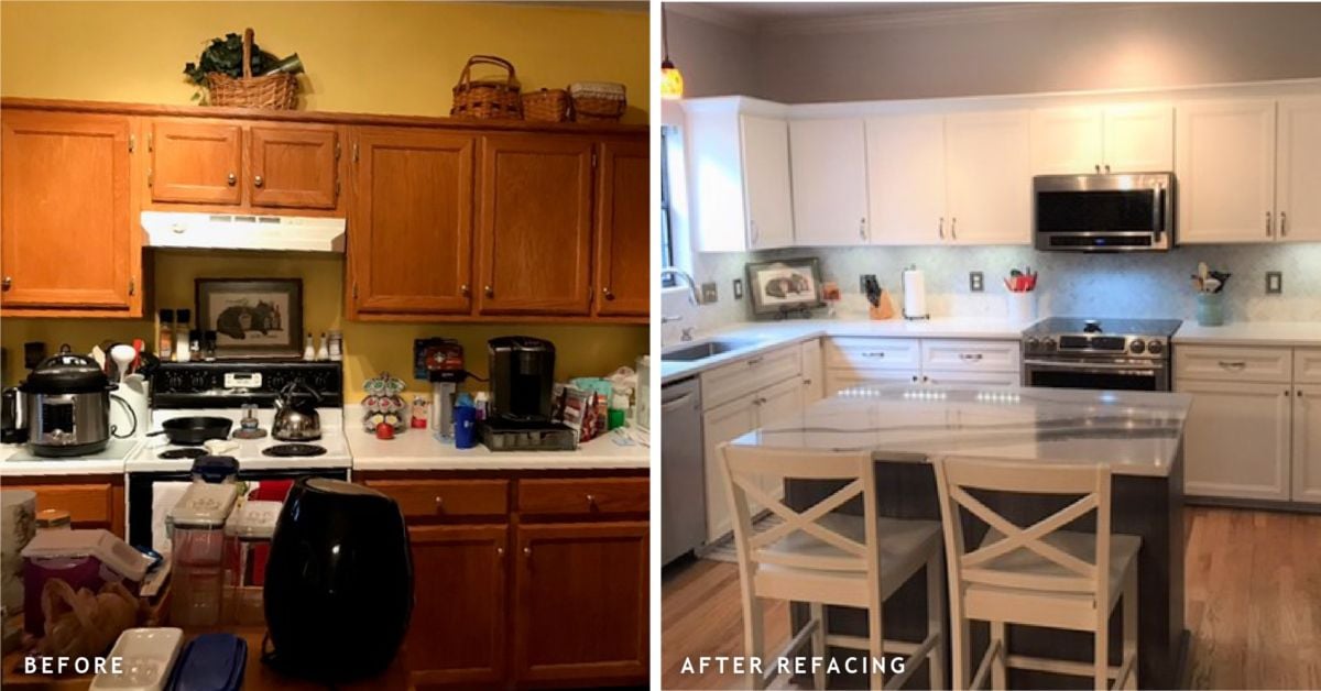 Refacing the cabinet from wood to white