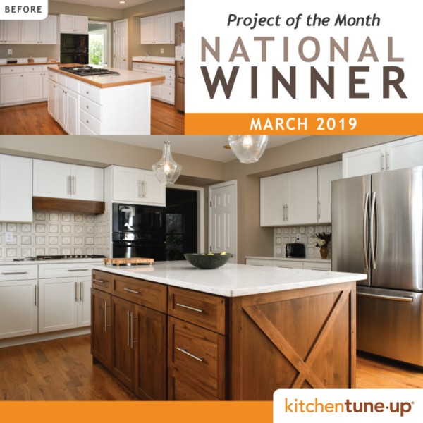 project of the month national winner february 2019 for cabinet refacing plus two tone white and hickory 