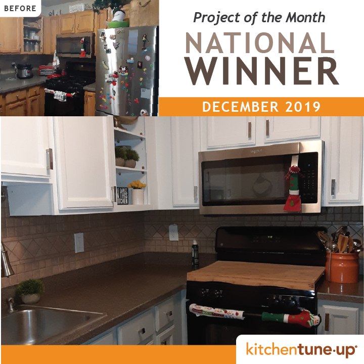 Project of the month national winner decemeber 2019  before cabinet refacing oak to haze