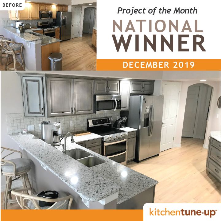 Project of the month national winner decemeber 2019 before cabinet refacing wood to stone
