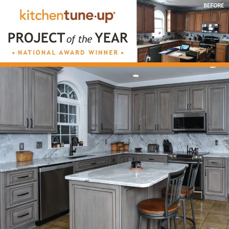 Kitchen tune-up took this builder-grade kitchen and transformed it into a modern space
