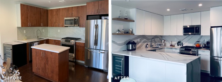 showing before and after  Clearing the Counters