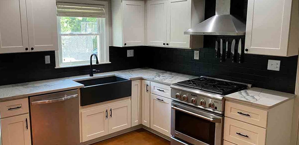 After customizing with deep stainless steel sink. Floating shelves in driftwood 